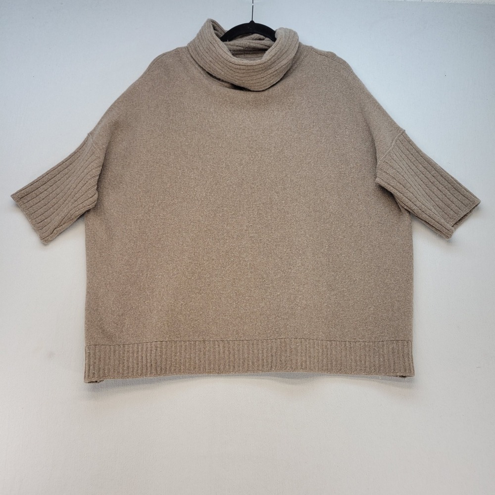 Mantovani Studio Sweater Womens M Tan Wool Cashmere Turtleneck Oversized Italy